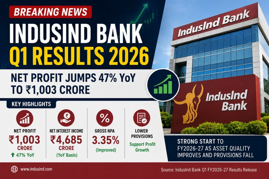 IndusInd Bank Q1 Results 2026 with quarterly earnings highlights