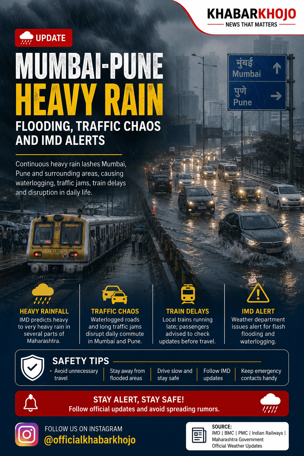 Mumbai-Pune Heavy Rain floods roads after intense rainfall