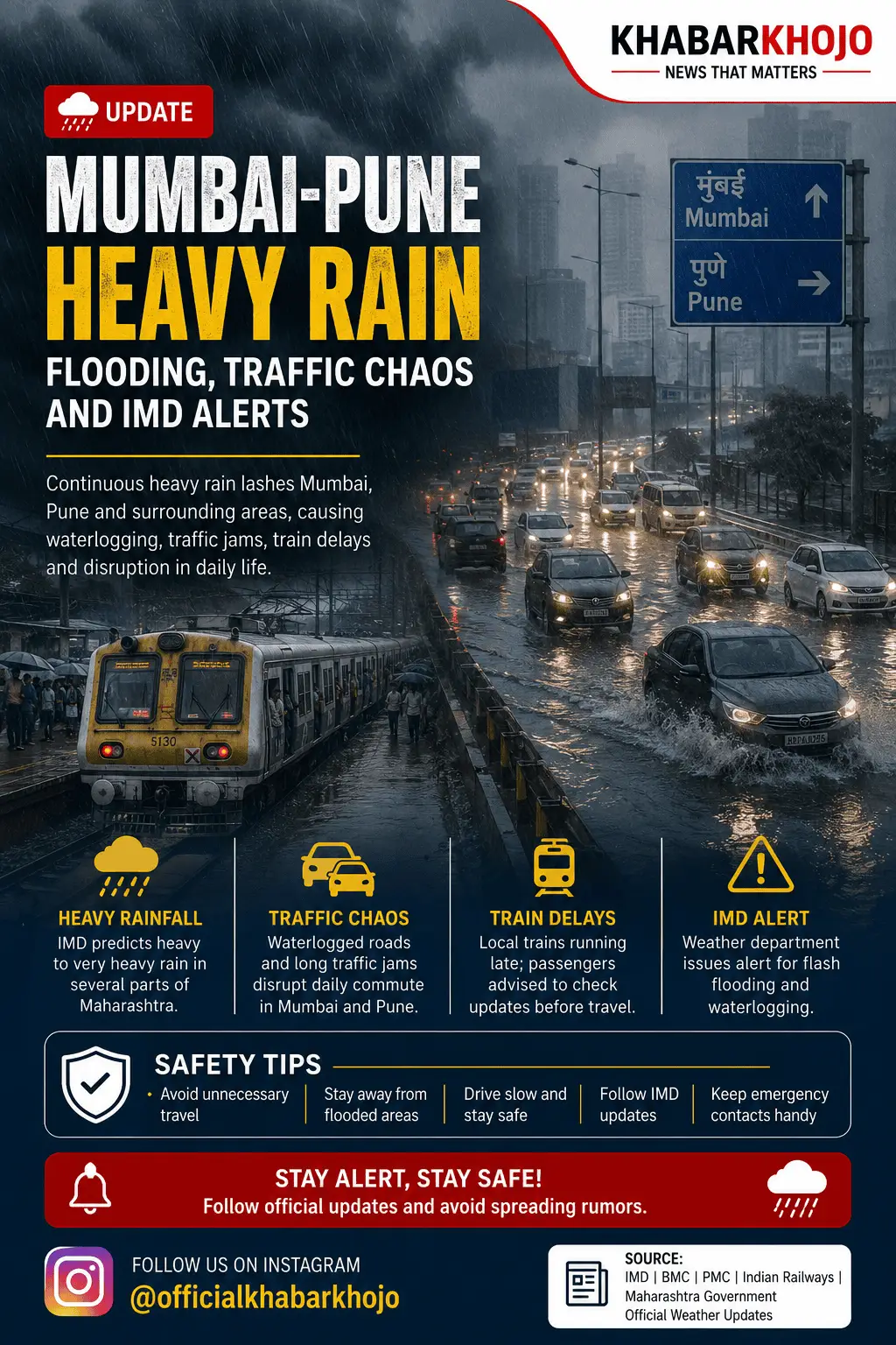 Mumbai Pune Heavy rainfall Mumbai-Pune Heavy Rain floods roads after intense rainfall